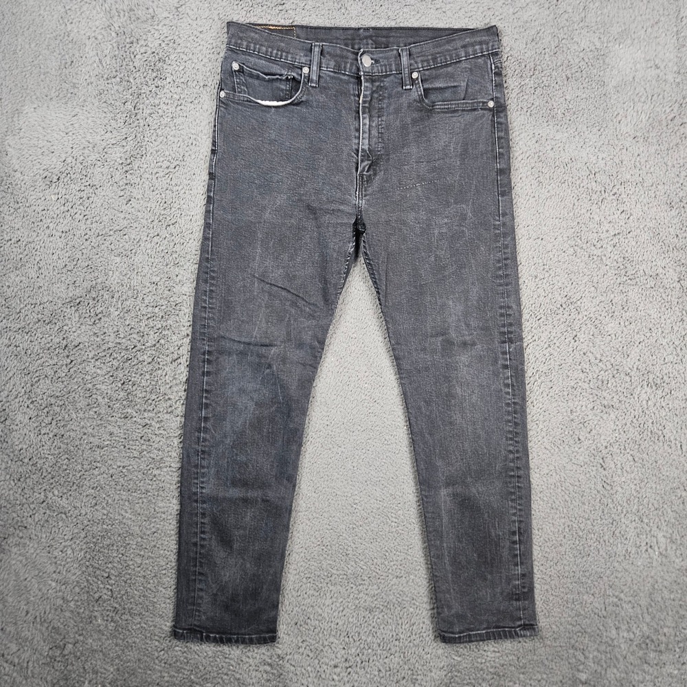 Levis 502 Taper Mens Faded Black Stretch Denim Jeans 36x32 (Measures‎ 34x28)